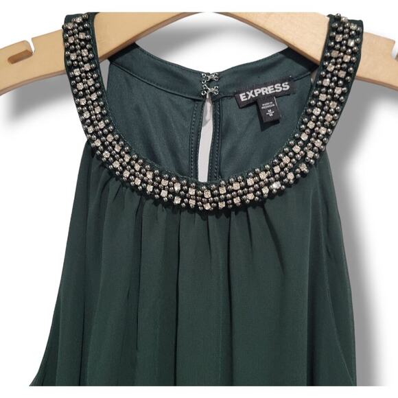 Express Women’s Hunter Green Embellished Halter Top – Size Medium - Picture 3 of 9